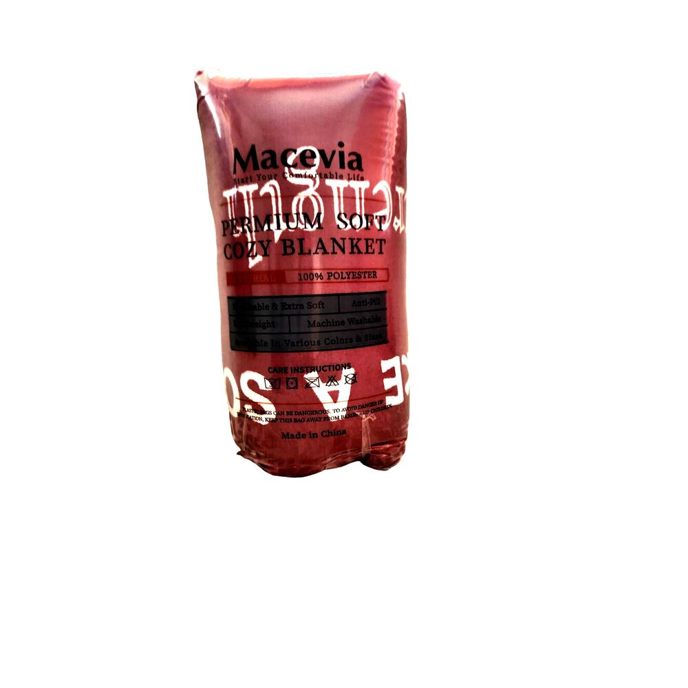 Macevia Red and White Soft Fleece Get Well Healing Thoughts Throw Blanket